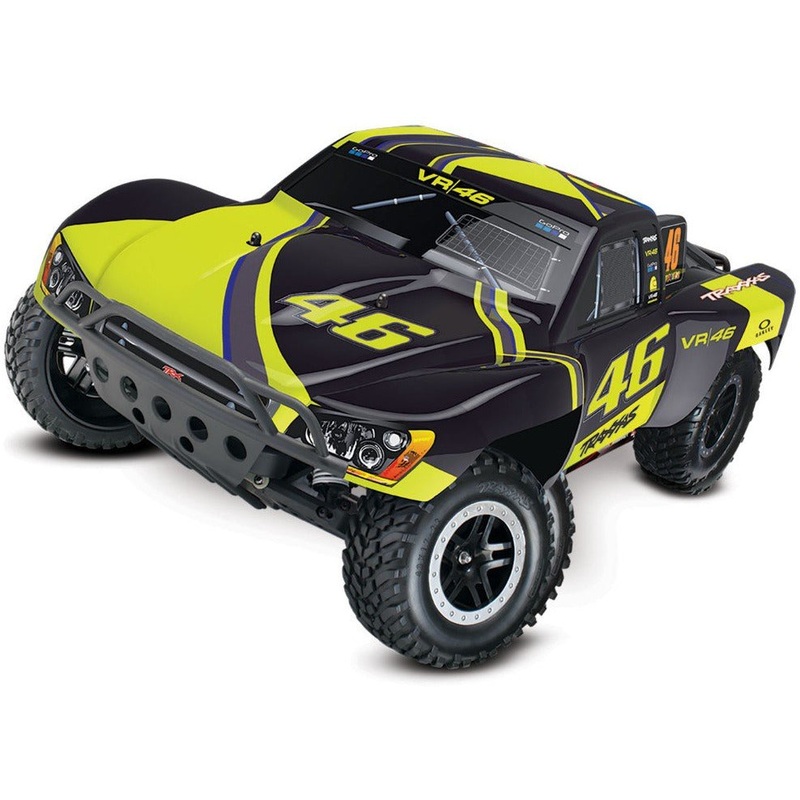 Traxxas Slash 2WD 1/10 RTR Electric Short Course Truck, 7-cell NiHM Battery. 4A DC charger. Brushed ESC XL-5 with Titan 12t – VR46 (Valentino Rossi)