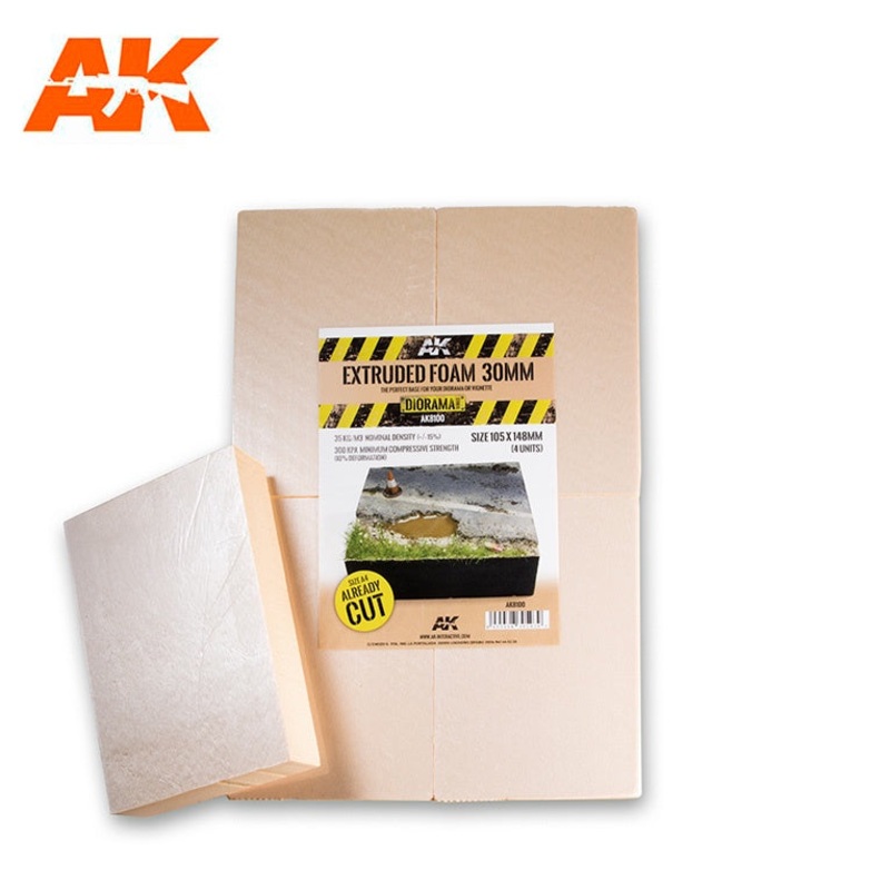 AK Interactive Construction Foam – Extruded Pre Cut 30mm (105×148) #AK-8100
