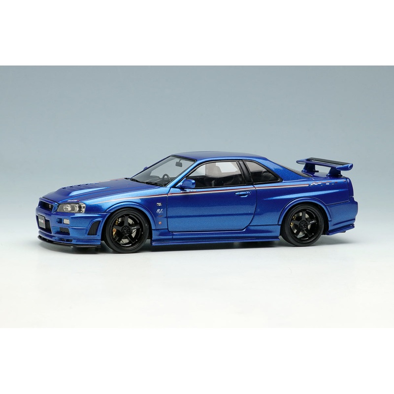 [ Back-order ] Make Up EIDOLON EM436B 1:43 Nissan Skyline GT-R BNR34 NISMO R-tune Bayside Blue model car