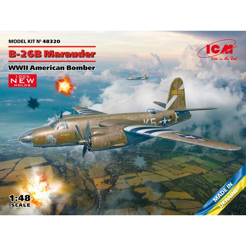 B-26B Marauder WWII American Bomber (100% new molds) 1/48 #48320 by ICM