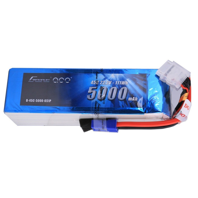 Gens Ace – 128 – 5000mAh 6S1P 22.2V 45C LiPo EC5 Plug Soft Case 154x46x44mm